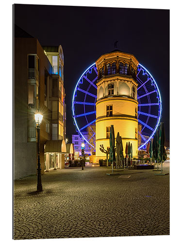 Gallery print Castle tower in Dusseldorf with blue ferris wheel