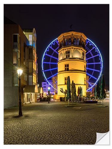 Wandsticker Schlossturm in Düsseldorf mit blauem Riesenrad