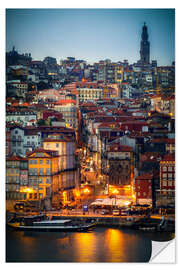 Naklejka na ścianę Porto in the evening, Portugal