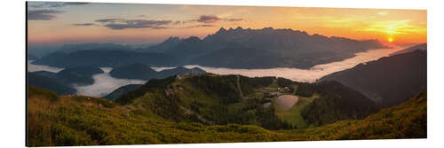 Alubild Sonnenaufgang am Dachstein in den Alpen