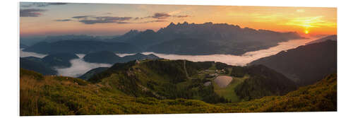 Foam board print Sunrise on the Dachstein in the Alps