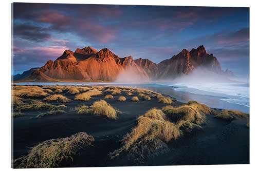 Acrylic print Sunrise in Iceland with a view of the Vestrahorn