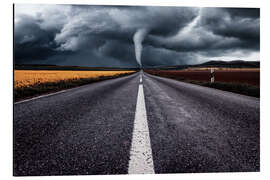 Magnettafel Eine Straße führt in Richtung Tornado