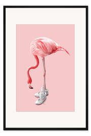 Gerahmter Kunstdruck Sneaker-Flamingo