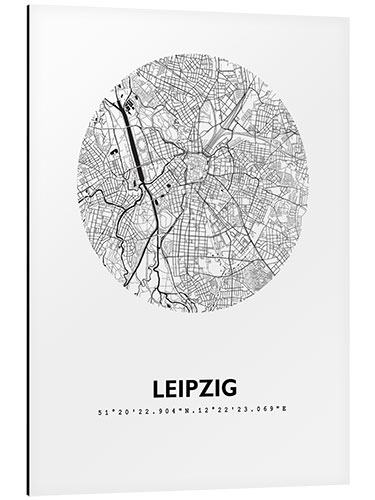 Cuadro de aluminio Mapa de Leipzig, círculo