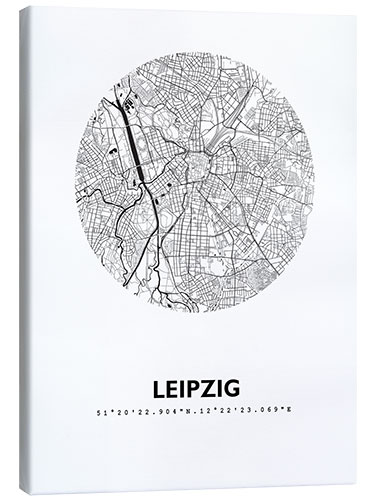 Canvas print City map of Leipzig, circle