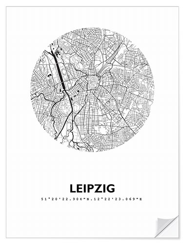 Wandsticker Stadtplan von Leipzig, Kreis