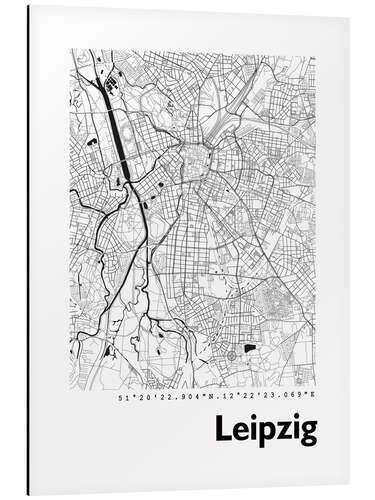 Stampa su alluminio Mappa della città di Lipsia