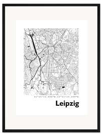 Gerahmter Kunstdruck Stadtplan von Leipzig