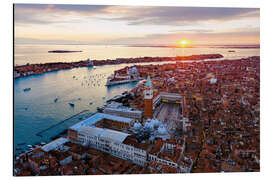 Alumiinitaulu Aerial view of Venice at sunset