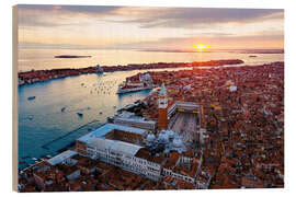 Wood print Aerial view of Venice at sunset