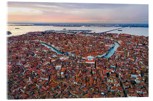 Acrylglas print Aerial view of Grand Canal at sunset, Venice