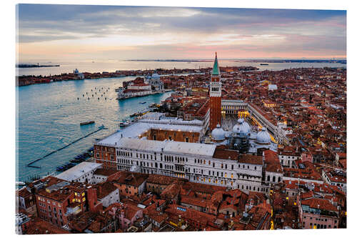 Acrylic print Aerial view of St Mark's square at sunset, Venice