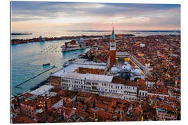 Tableau en plexi-alu Vue sur la place Saint-Marc au coucher du soleil, Venise