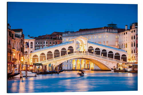 Aluminium print Rialto Bridge at night, Venice