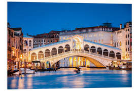 Foam board print Rialto Bridge at night, Venice