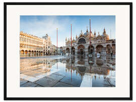 Gerahmter Kunstdruck Flut auf dem Markusplatz, Venedig