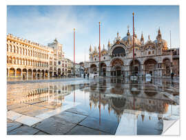 Muursticker High tide in St. Mark's square, Venice