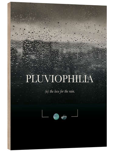 Holzbild Pluviophilia Definition (Englisch)