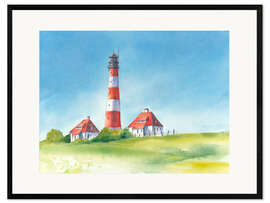 Gerahmter Kunstdruck Leuchtturm Westerheversand