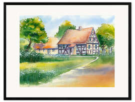 Ingelijste kunstdruk Timbered house