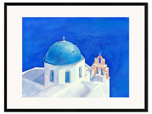 Plakat artystyczny premium w ramie Santorini
