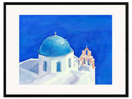 Plakat artystyczny premium w ramie Santorini
