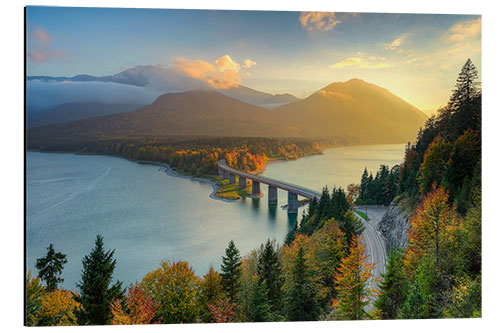 Aluminiumtavla Höst på Sylvensteinsee i Bayern