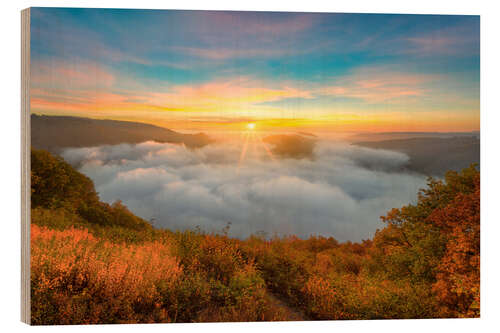 Quadro de madeira Saar loop in the fog