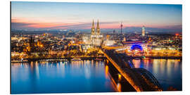 Aluminium print Cologne skyline at dusk, Germany