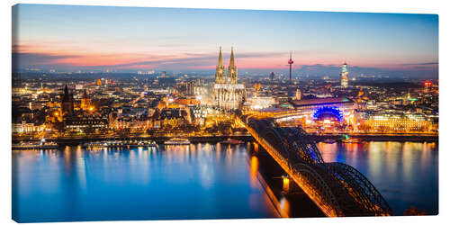 Leinwandbild Kölner Skyline bei Dämmerung, Deutschland