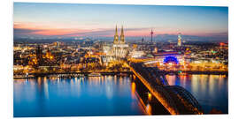 Foam board print Cologne skyline at dusk, Germany