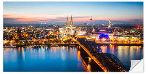 Naklejka na ścianę Cologne skyline at dusk, Germany