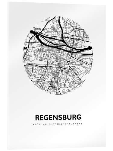 Acrylglasbild Stadtplan von Regensburg