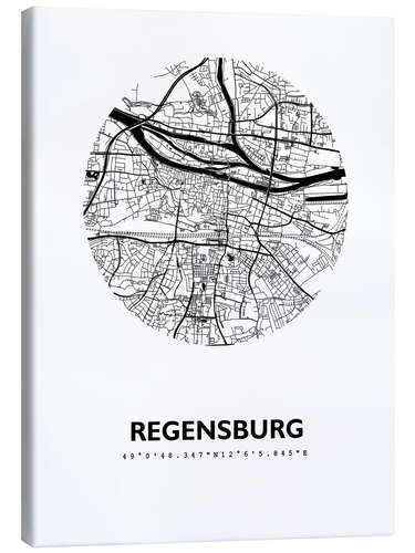 Canvas-taulu City map of Regensburg