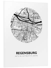 Foam board print City map of Regensburg