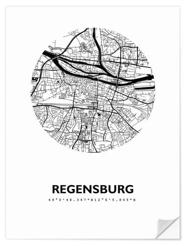 Wall sticker City map of Regensburg