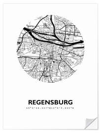 Wandsticker Stadtplan von Regensburg