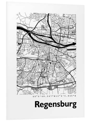 Hartschaumbild Stadtplan von Regensburg