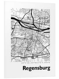 Foam board print City map of Regensburg