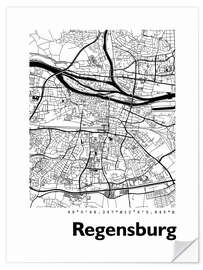 Muursticker City map of Regensburg