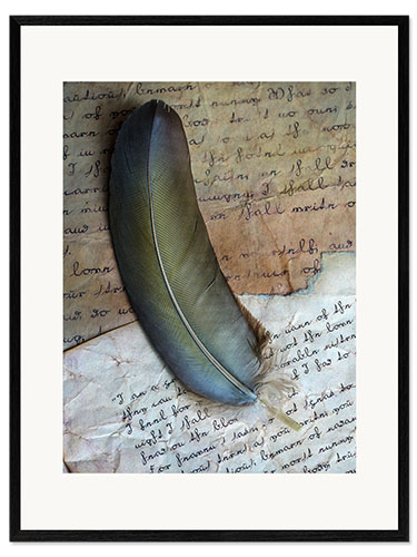 Kehystetty taidepainatus Still life with pen and letters