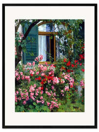 Plakat artystyczny premium w ramie At the flower window