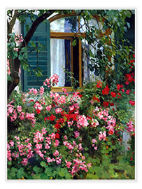 Poster Des fleurs devant la fenêtre 
