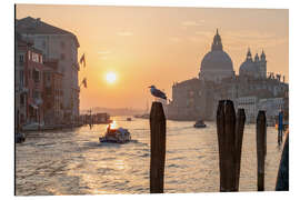 Tableau en aluminium Lever de soleil romantique à Venise