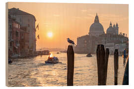 Wood print Romantic sunrise in Venice