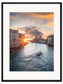 Gerahmter Kunstdruck Canal Grande bei Sonnenuntergang, Venedig