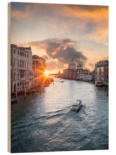 Stampa su legno Canal Grande al tramonto, Venezia
