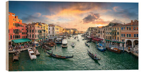 Tableau en bois Coucher de soleil sur le Grand Canal