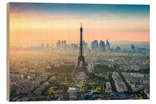 Stampa su legno Skyline parigino con la torre eiffel